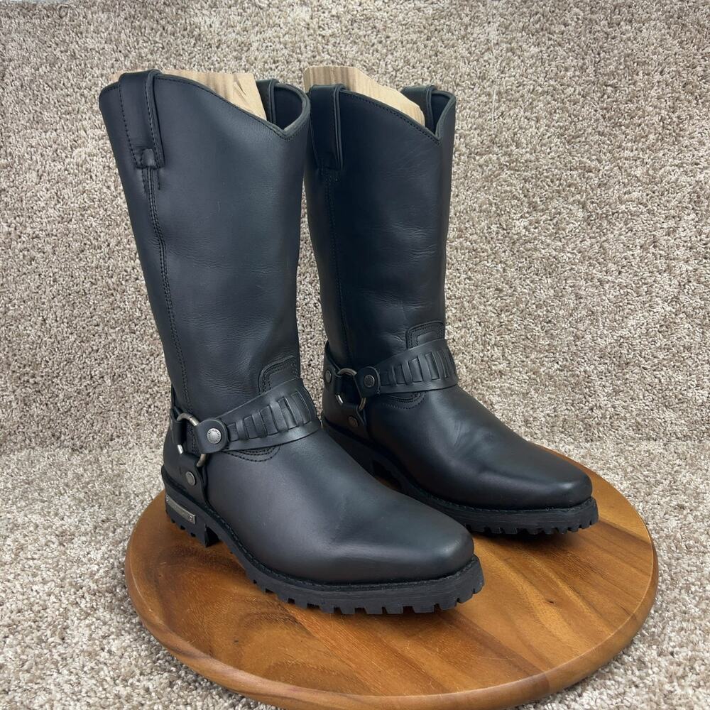 Milwaukee Leather Mens Size 11.5 Black Western Style Harness Motorcycle Boots